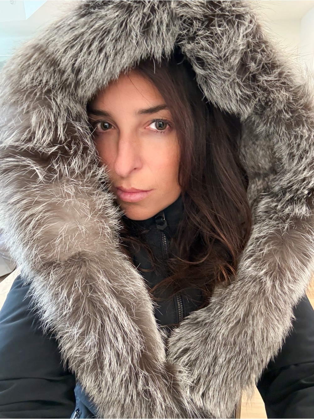 Mackage Black Trish-XR Down Parka with Grey Real natural rabbit fur trim Hood S